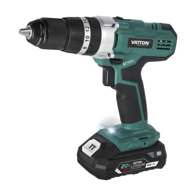 Taladro percutor 20v + 2 baterías 20v 2.0ah VATTON