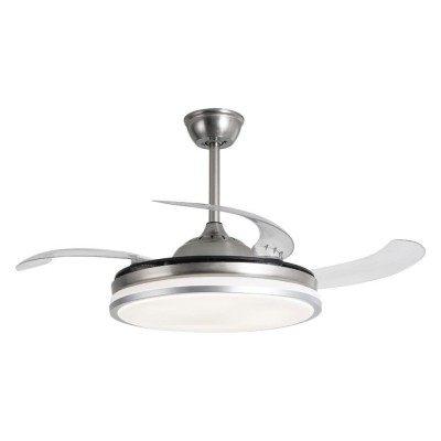 Ventilador techo retáctil led cromado 4 aspas KÜKEN