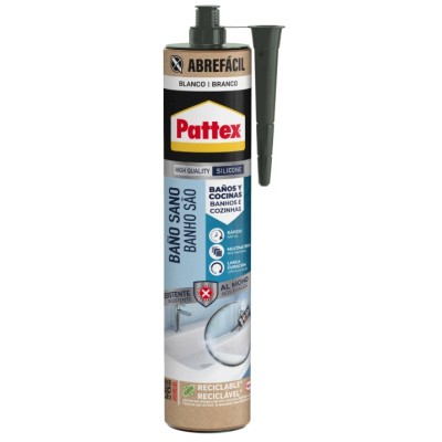 Silicona acética antimoho baño sano blanco 280ml PATTEX