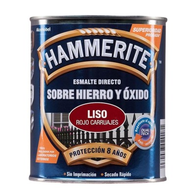 Pintura esmalte directo al óxido acabado liso rojo carruajes 0,75 lt HAMMERITE