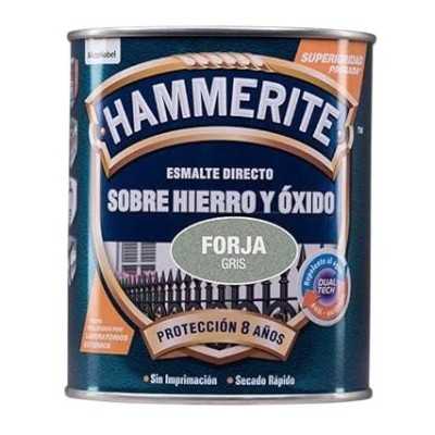 Pintura esmalte directo al óxido acabado forja gris 0,75 lt HAMMERITE