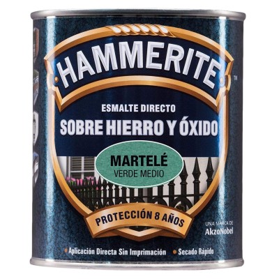 Pintura esmalte directo al óxido acabado martelé verde medio 0,75 lt HAMMERITE