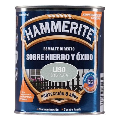 Pintura esmalte directo al óxido acabado liso gris plata 0,75 lt HAMMERITE