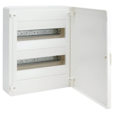 Cuadro eléctrico superficie golf serie VS, 2 filas, 24M, puerta opaca blanca HAGER