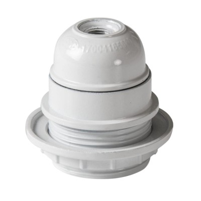 Portalámparas roscado baquelita e-27 blanco FAMATEL
