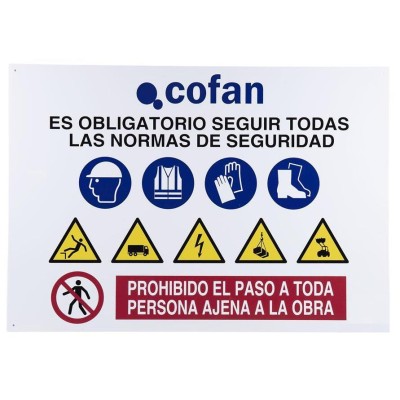 Cartel obra glasspack prohibido el paso 0,7mm 1000*700mm COFAN