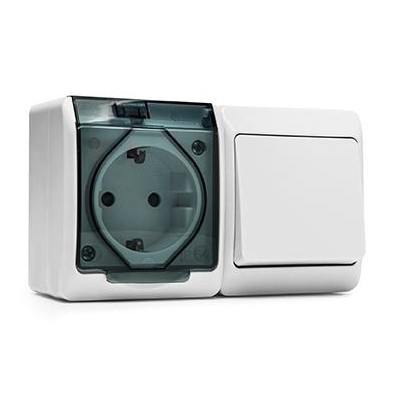 Conmutador + base con toma tierra superficie serie pool54 FAMATEL