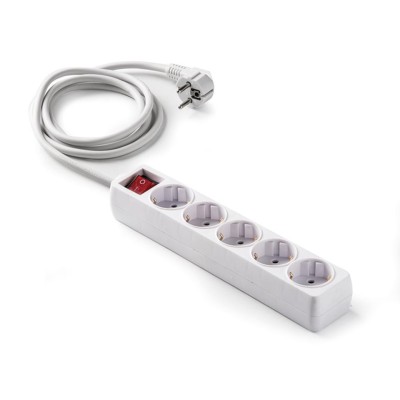 Base múltiple 5 tomas con interruptor 1,50mts blanco FAMATEL