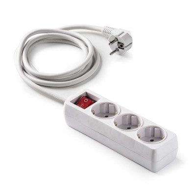 Base múltiple 3 tomas con interruptor 3,00mts blanco FAMATEL