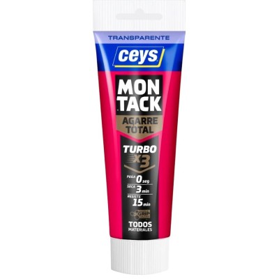 Adhesivo montaje montack agarre total turbo transparente tubo 125ml CEYS