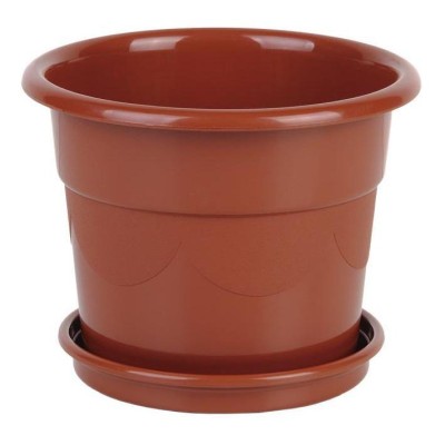 Maceta dalia marrón 36,5x32,5 + plato 31,5 cm COFAN