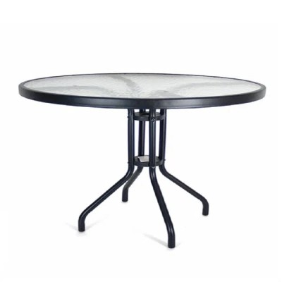 Mesa redonda acero y cristal 110*70 GERIMPORT