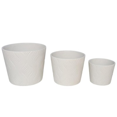 Set 3 maceteros dolomite aire blanco GERIMPORT